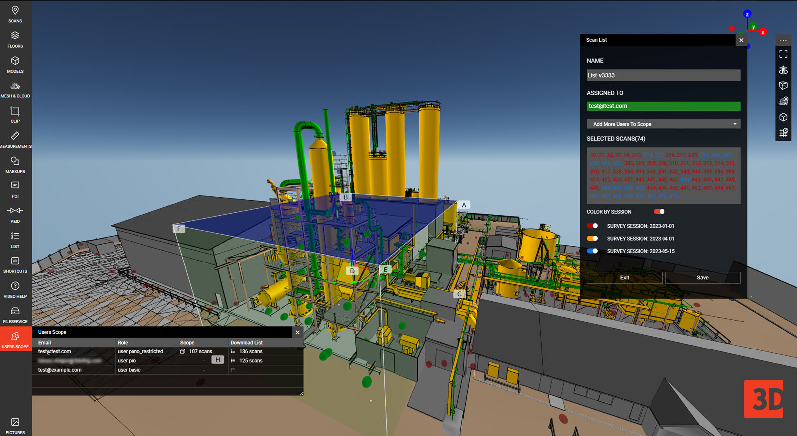 interfejs WebPano do zarządzania danymi pozyskanymi podczas skanowania
