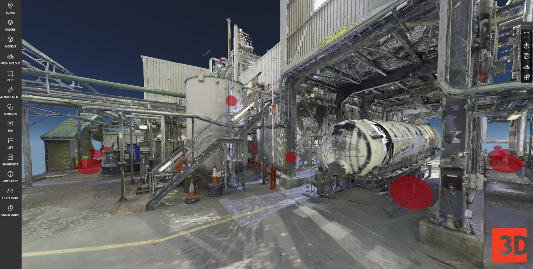 Mesh model view in WebPano Visual Plant created from a 3D laser scan point cloud Mesh model view in WebPano Visual Plant created from a 3D laser scan point cloud