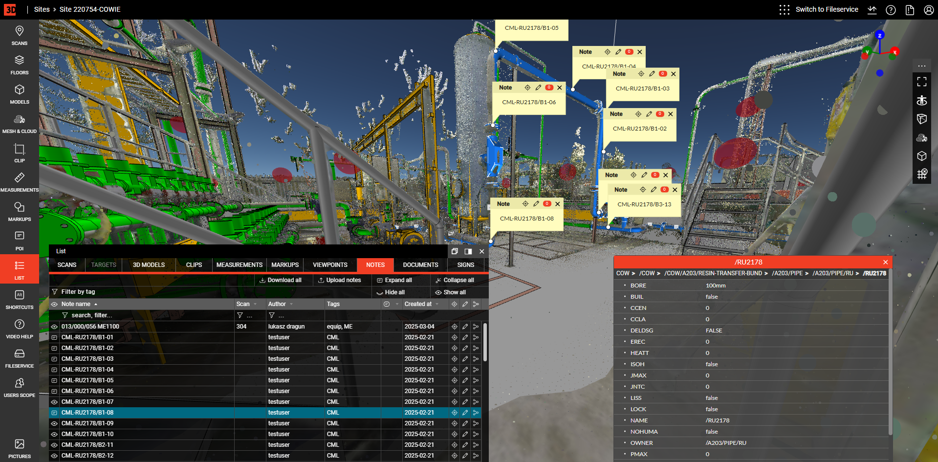 webpano visual plant trasowanie rurociagow chmura punktow.jpg Trasowanie rurociągów na chmurze punktów w WebPano Visual Plant na potrzeby modernizacji i modelowania 3D
